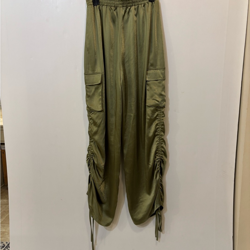 Olive Green Ruched Cargo Pants